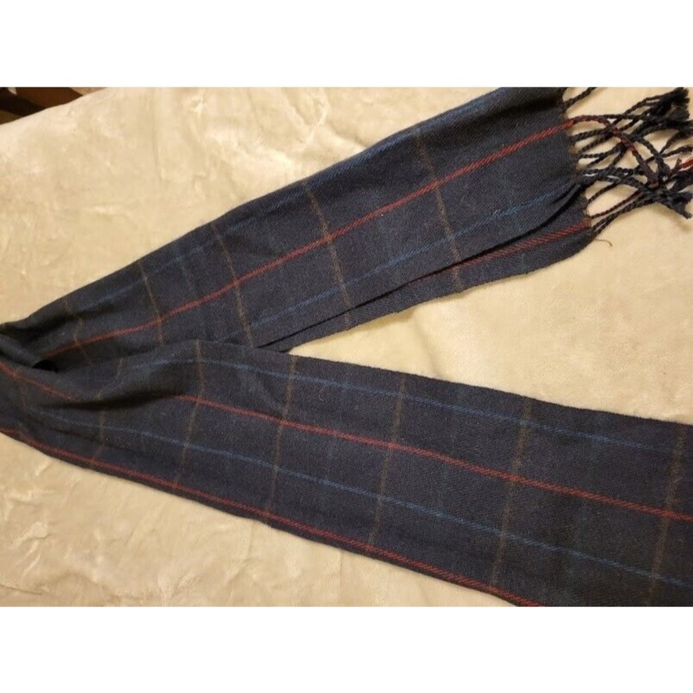 Vintage Woolrich Tartan Plaid Wool Scarf  Old Stock Green Blue 9x58"